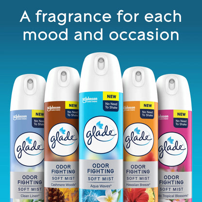 Glade Odor Fighting Soft Mist Air Freshener Room Spray, Hawaiian Breeze, 16.0oz, 2pk
