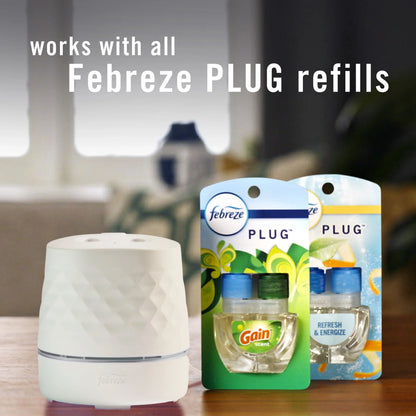 Febreze Plug Scent Booster, Air Freshener, Scented Oil Diffuser, Gain, Starter Kit + 2 Refill