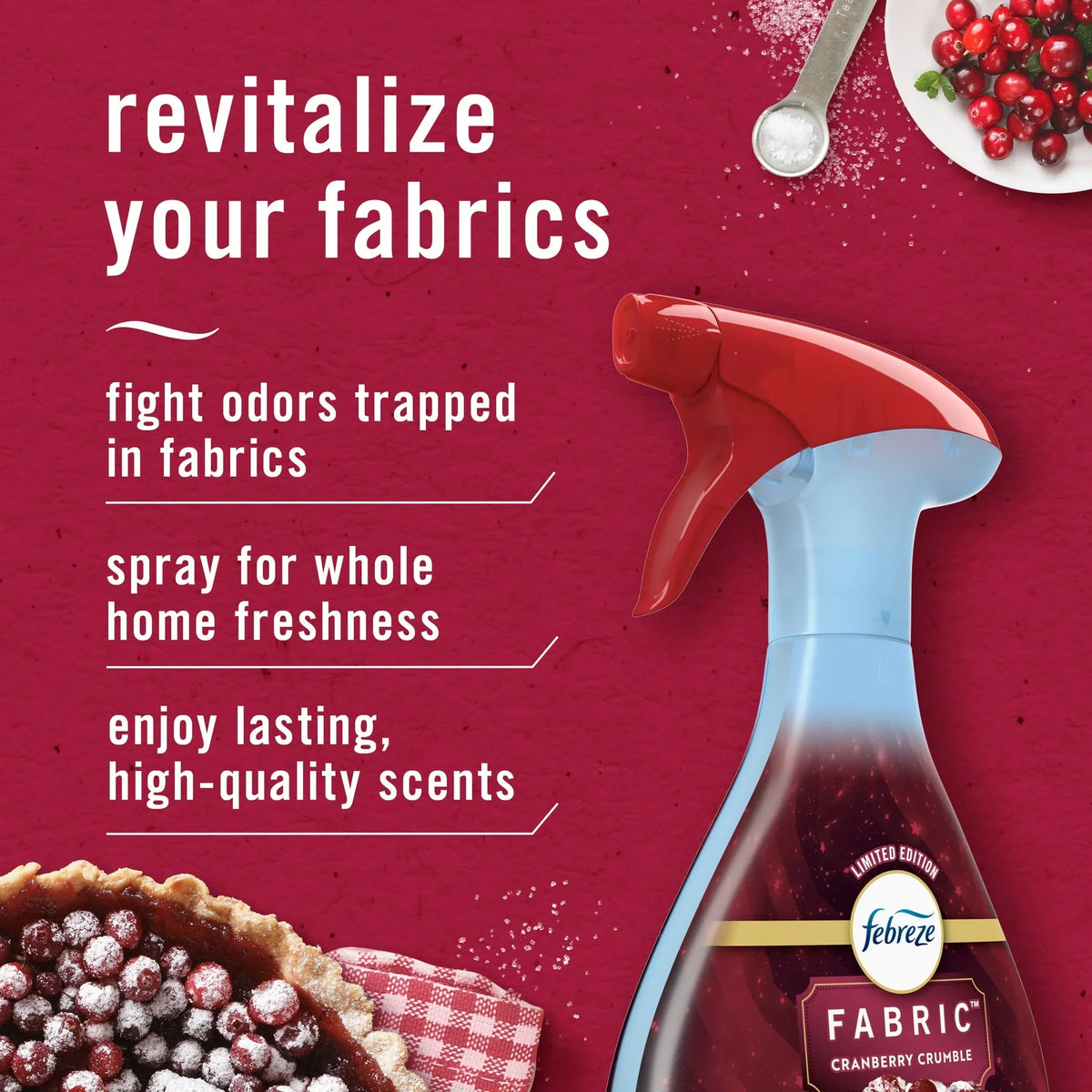 Febreze Fabric Spray Air Freshener, Odor-Fighting, Cranberry Crumble, 23.6 fl oz
