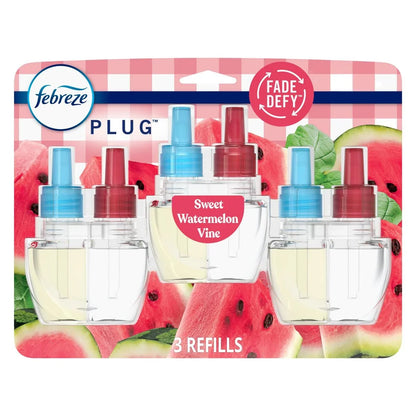 2X - Febreze Plug Triple Refill Air Freshener Sweet Watermelon Vine - 3ct