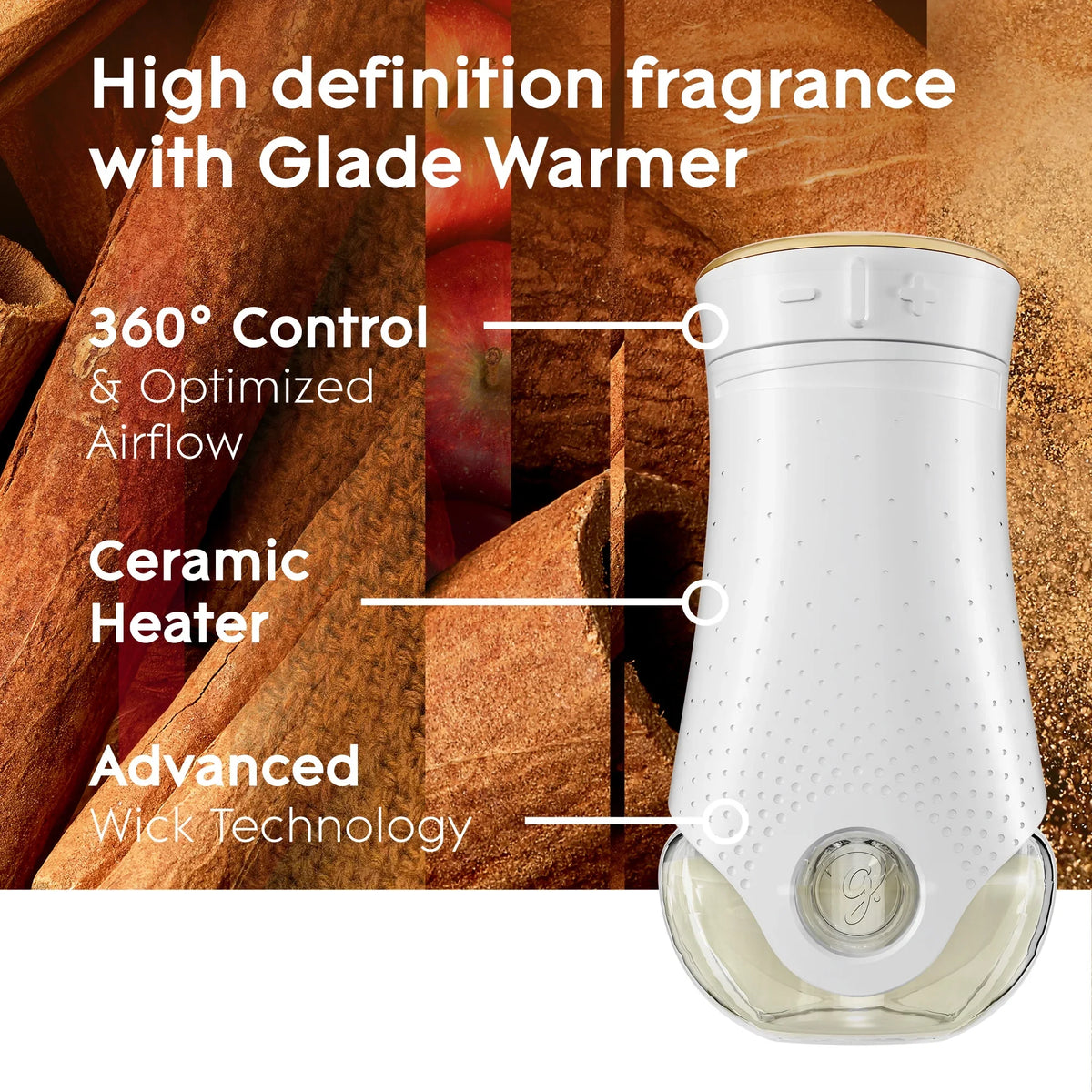 Glade PlugIns Scented Oil 5 Refills, Air Freshener, Apple Cinnamon, Essential Oil Infused Wall Plug In, 3.35 FL oz, Pack of 5