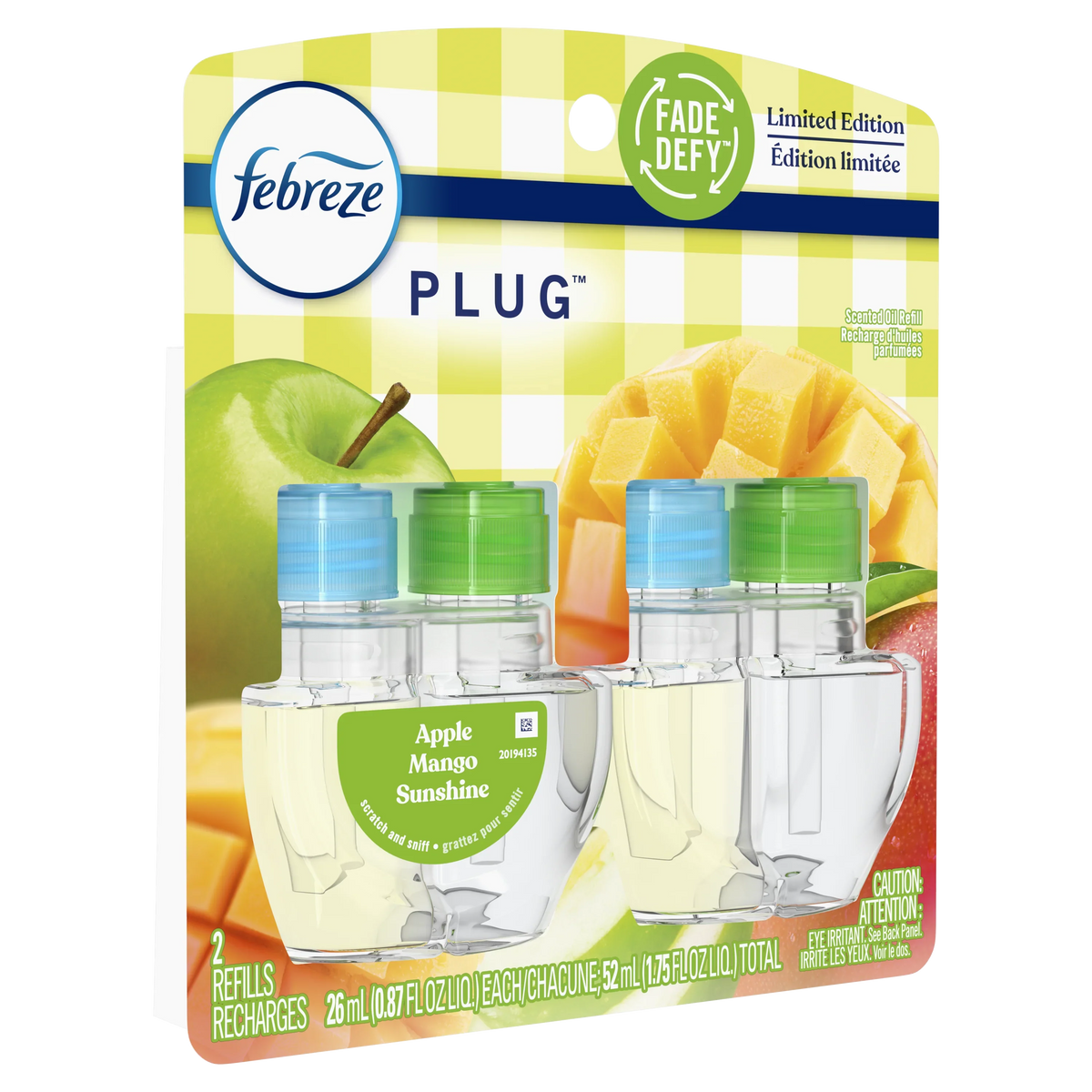 (3 pack) Febreze Air Freshener PLUG Refills, Apple Mango Sunrise, 1.75 fl oz