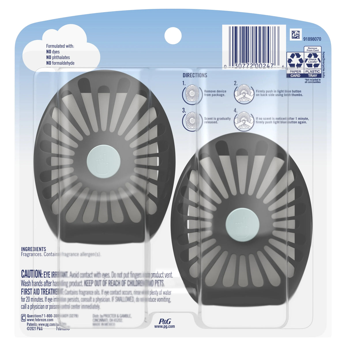 Febreze Odor Fighter Small Spaces Air Freshener Ember, .25 oz., Pack of 2