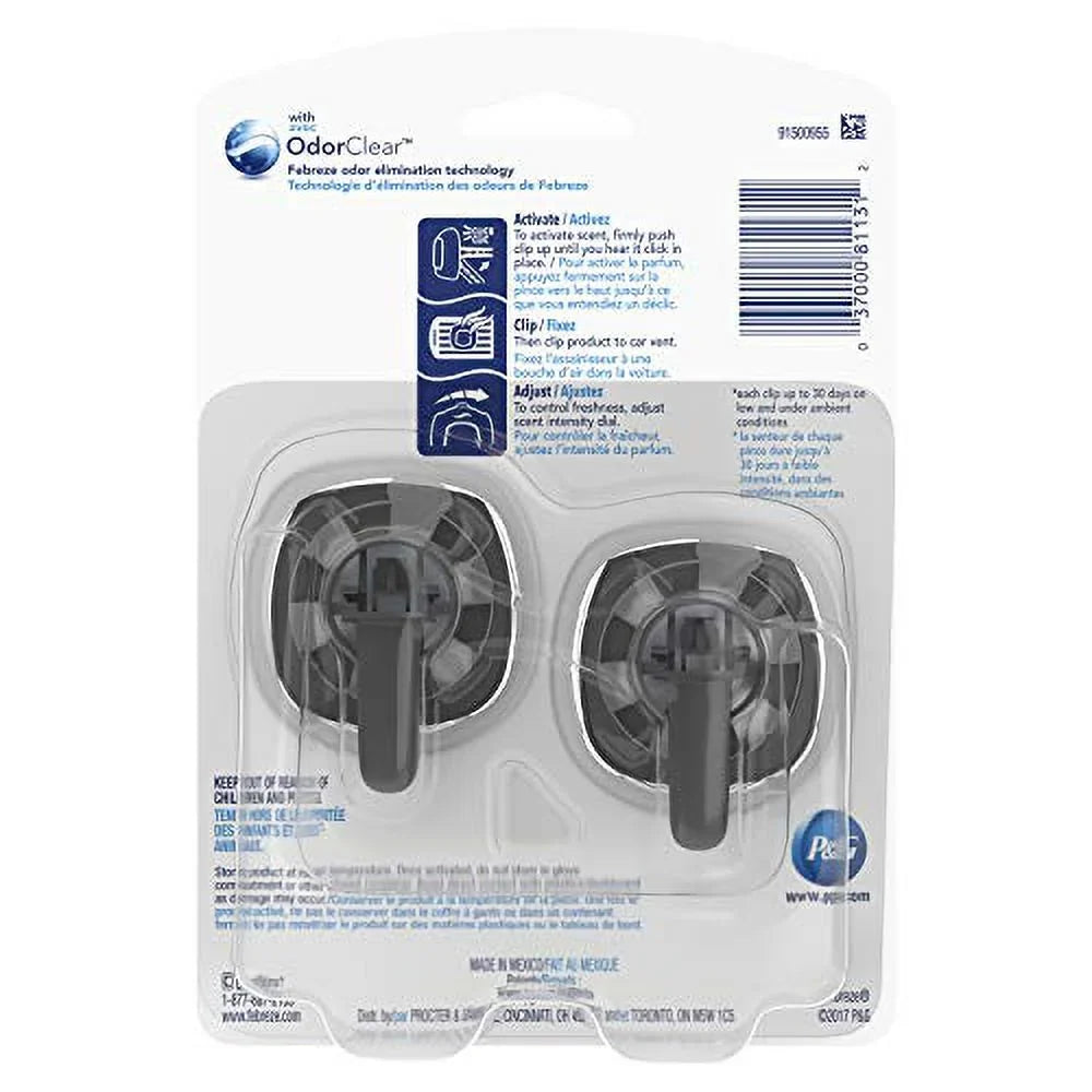 Febreze Car Air Fresheners, Linen & Sky, Odor Eliminator for Strong Odors Car Vent Clips (2 Count)