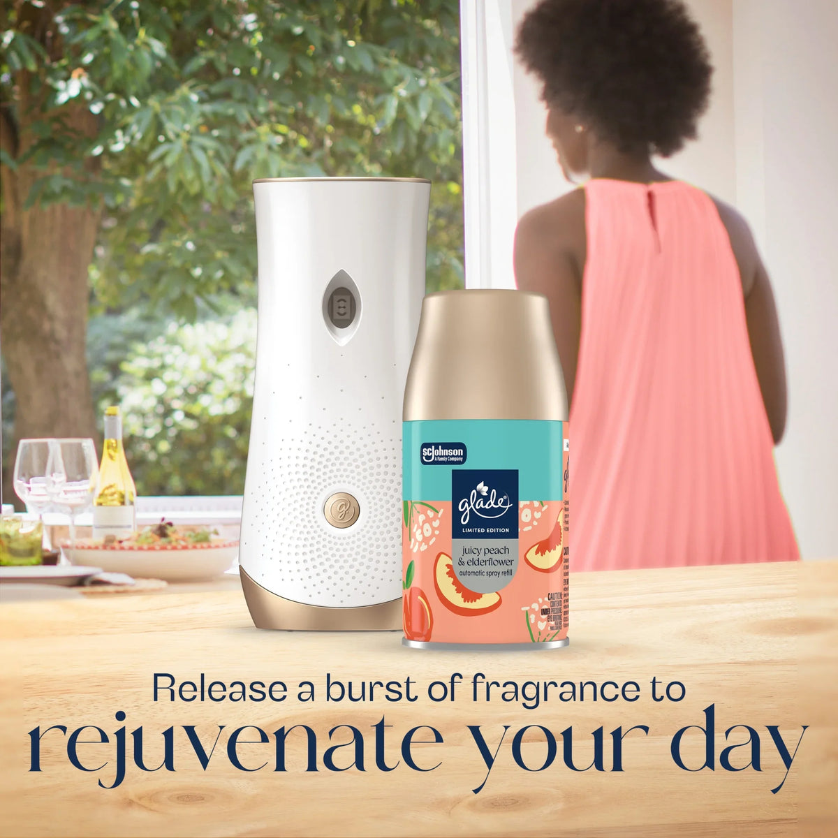 Glade® PlugIns®, Juicy Peach & Elderflower, Large Auto refills, 12.4 oz, 2 Count