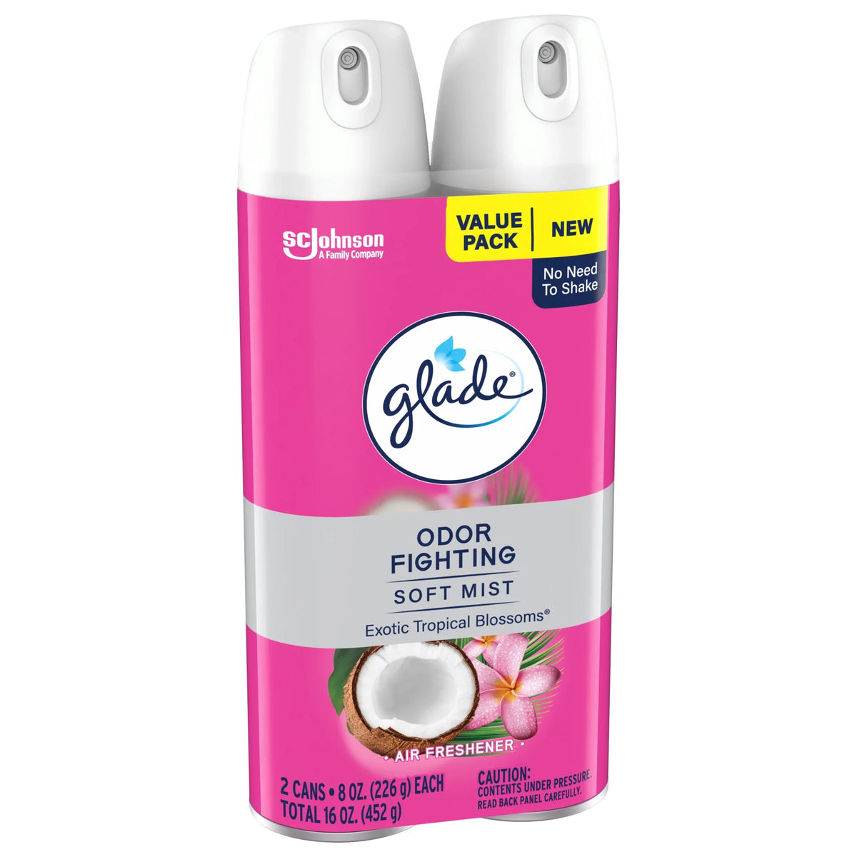 Glade Odor Fighting Fragrance Air Freshener Aerosol Spray Value Pack, Tropical Blossoms, 2 Count