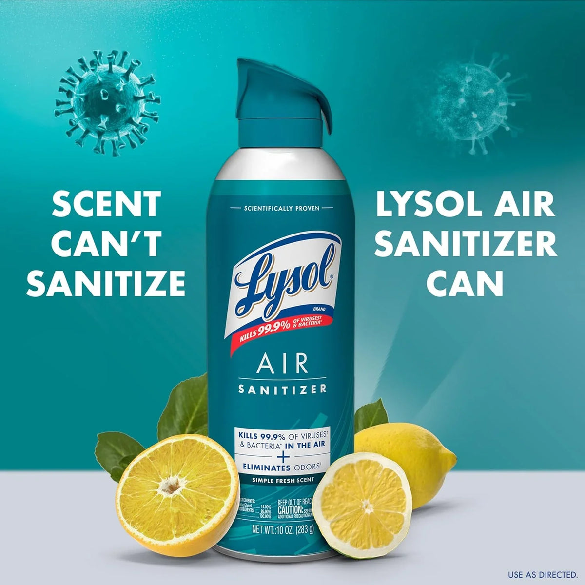 Lysol Air Sanitizer Spray + Odor Eliminator for Home & Office, Sanitizing Air Spray, Simple Fresh Scent, 10 oz (Pack of 3)