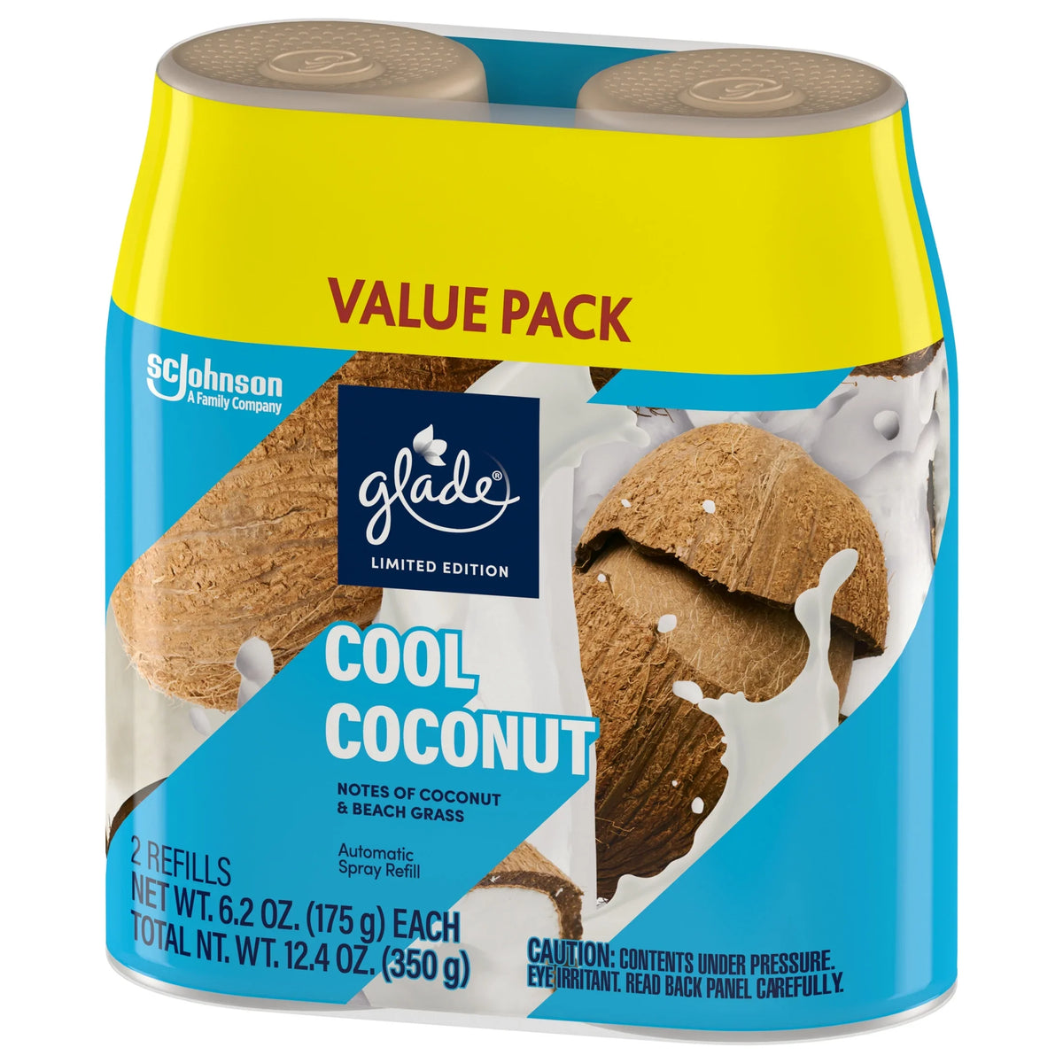 Glade Automatic Spray Air Freshener, Cool Coconut Limited Edition, 12.4 oz Total, 2 Refills