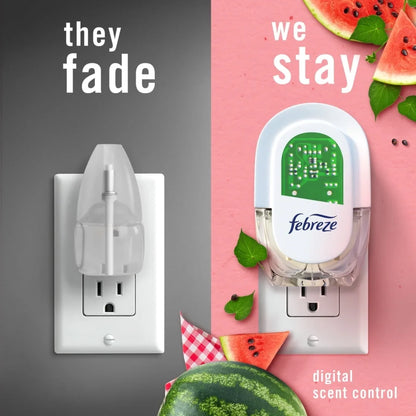 Febreze Plug In Air Freshener, Odor-Fighting Oil Refill, Sweet Watermelon Vine, 2 Refills