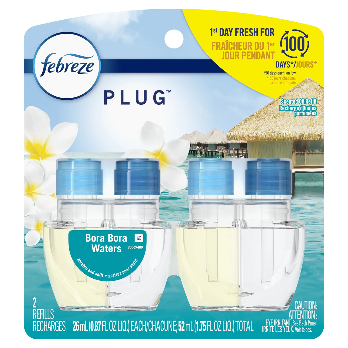 Febreze Plug In Air Freshener, Odor-Fighting Scented Oil Refill, Bora Bora Waters, 2 Refills
