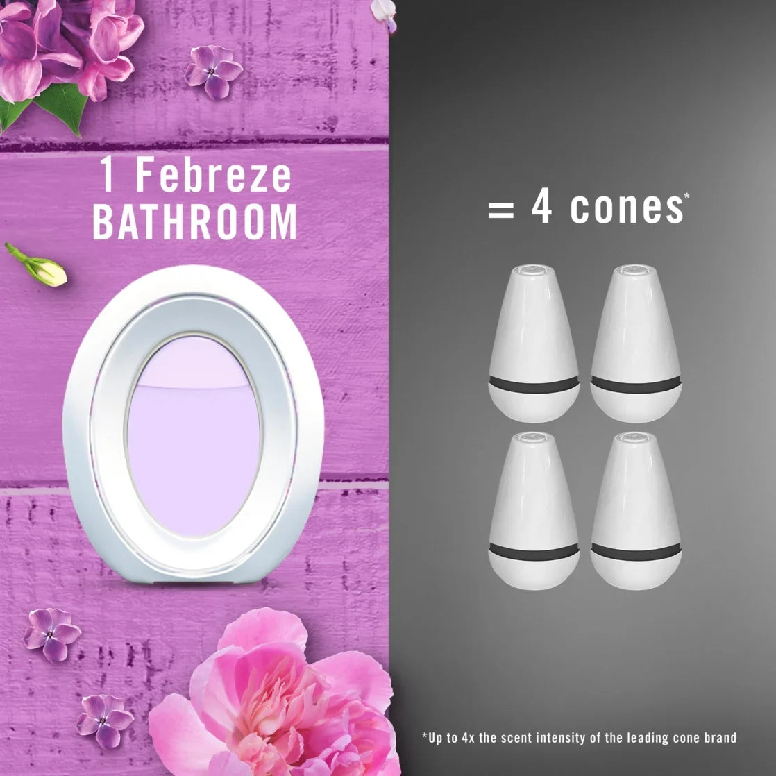 Febreze Bathroom Air Freshener, Odor-Fighting, Lilac, 3 Count
