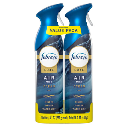 Febreze Air Mist Luxe Air Freshener Spray, Ocean Scent, 8.1oz, 2 Count
