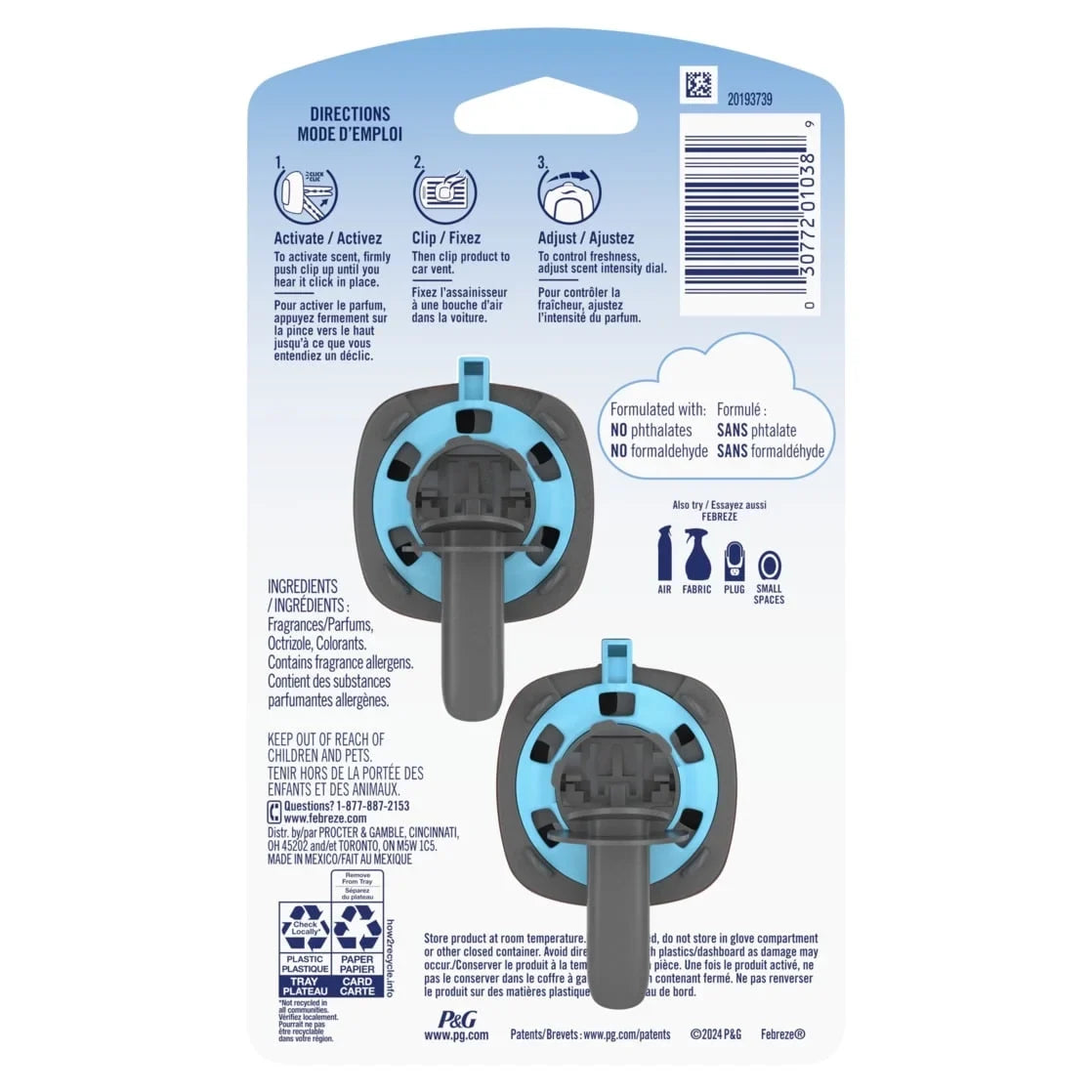 (  3 Pack ) Febreze Car Air Freshener Vent Clip Berry & Bramble Scent, .06 oz. Car Vent Clip, 2 Count