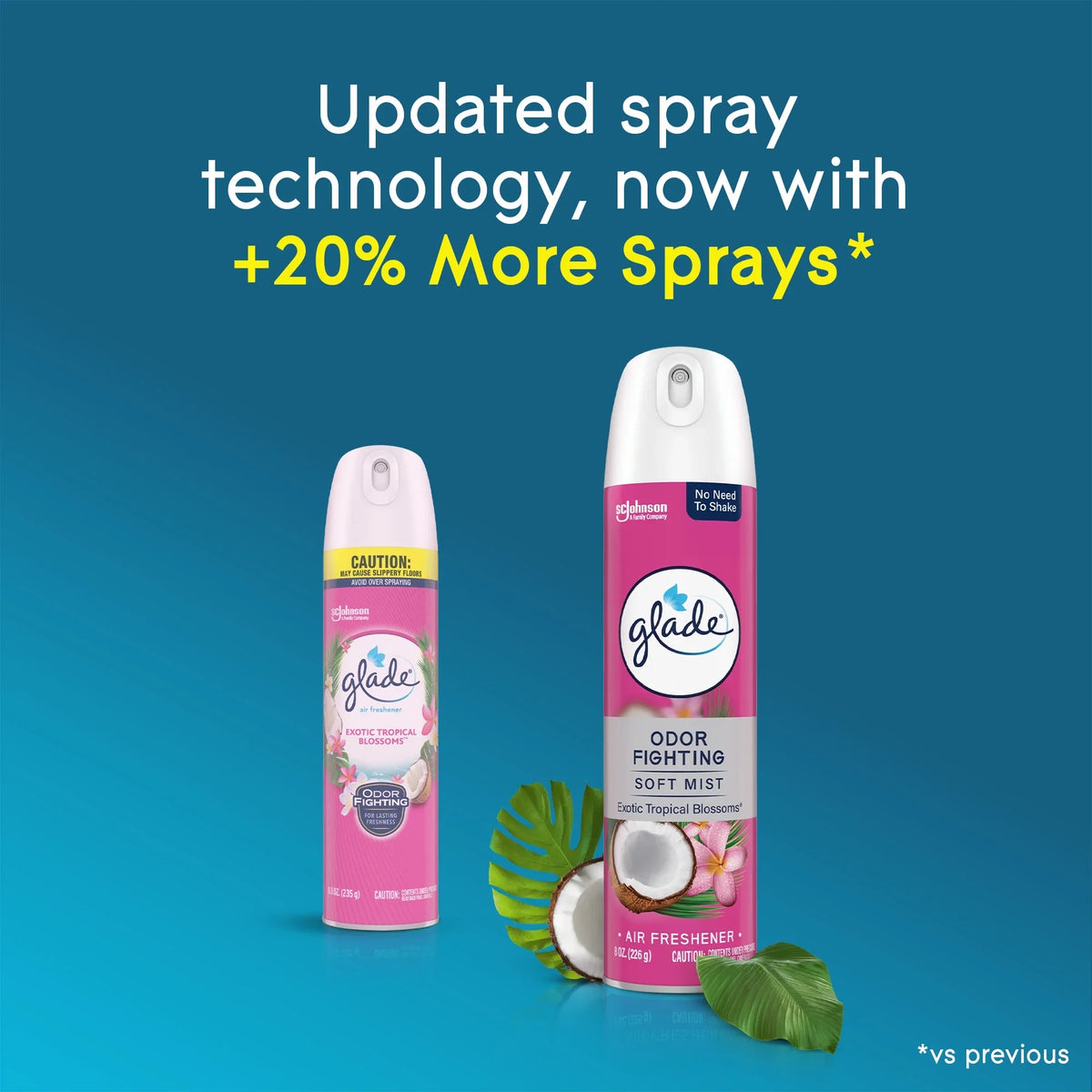 Glade Odor Fighting Fragrance Air Freshener Aerosol Spray Value Pack, Tropical Blossoms, 2 Count