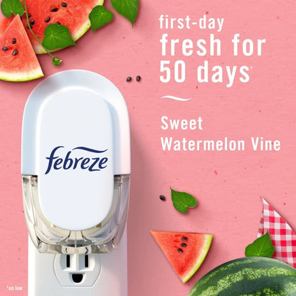 Febreze Plug In Air Freshener, Odor-Fighting Oil Refill, Sweet Watermelon Vine, 2 Refills