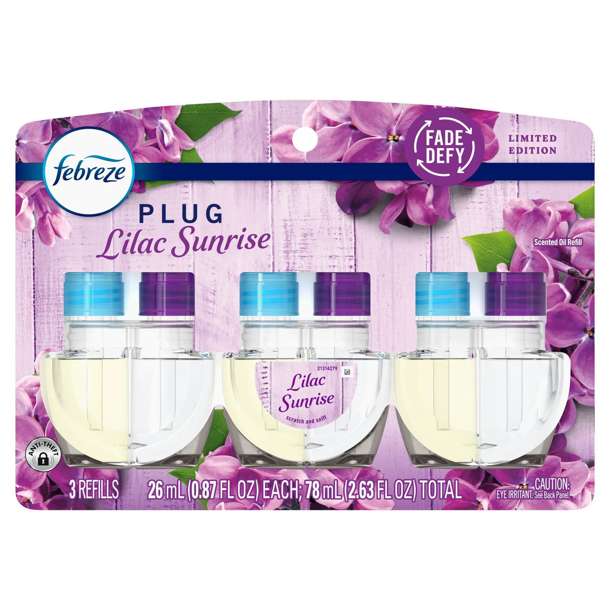 Febreze Plug In Air Freshener Scented Oil Refill Lilac Sunrise, 3 Count