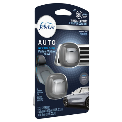 Febreze AUTO Air Freshener Vent Clip New Car Scent, .06 oz Car Vent Clip, 2 Count