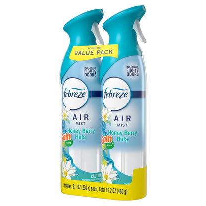 Febreze Air Mist Air Freshener Spray Gain Honey Berry Hula, 8.1oz 2 Count