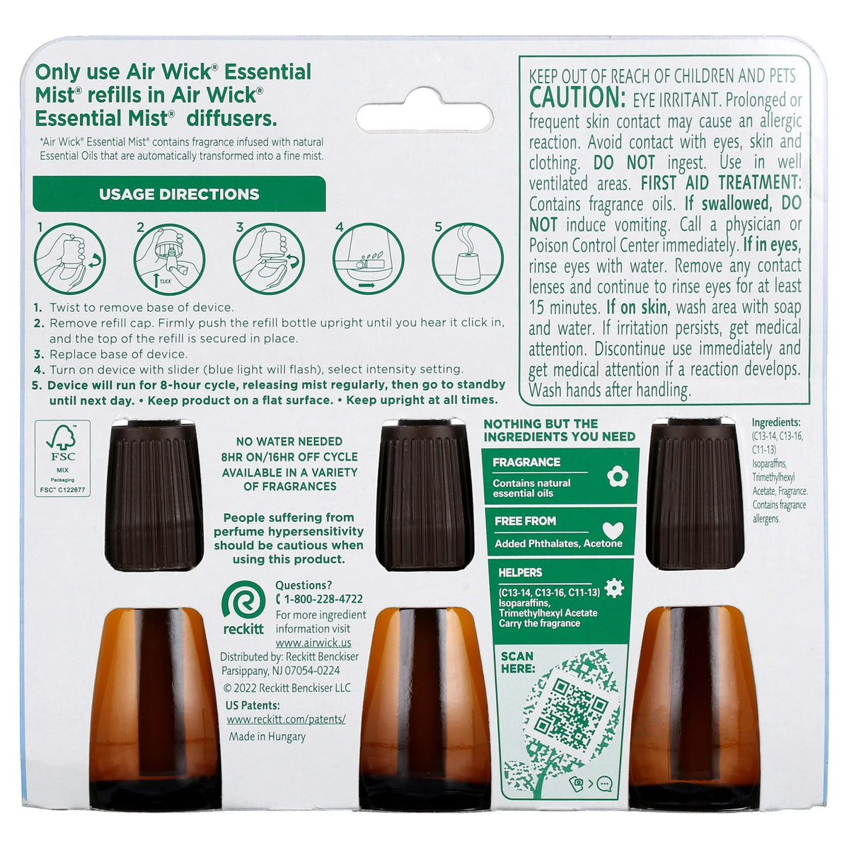 Air Wick Essential Mist Scented Oil Air Freshener Diffuser Refills, Linen and Petals, 3 Count