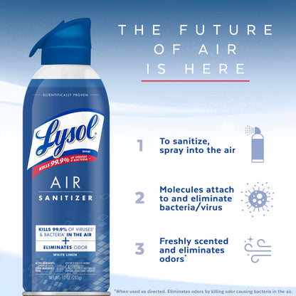 Lysol Air Sanitizer Spray - White Linen Scent, 10 oz (pack of 2)