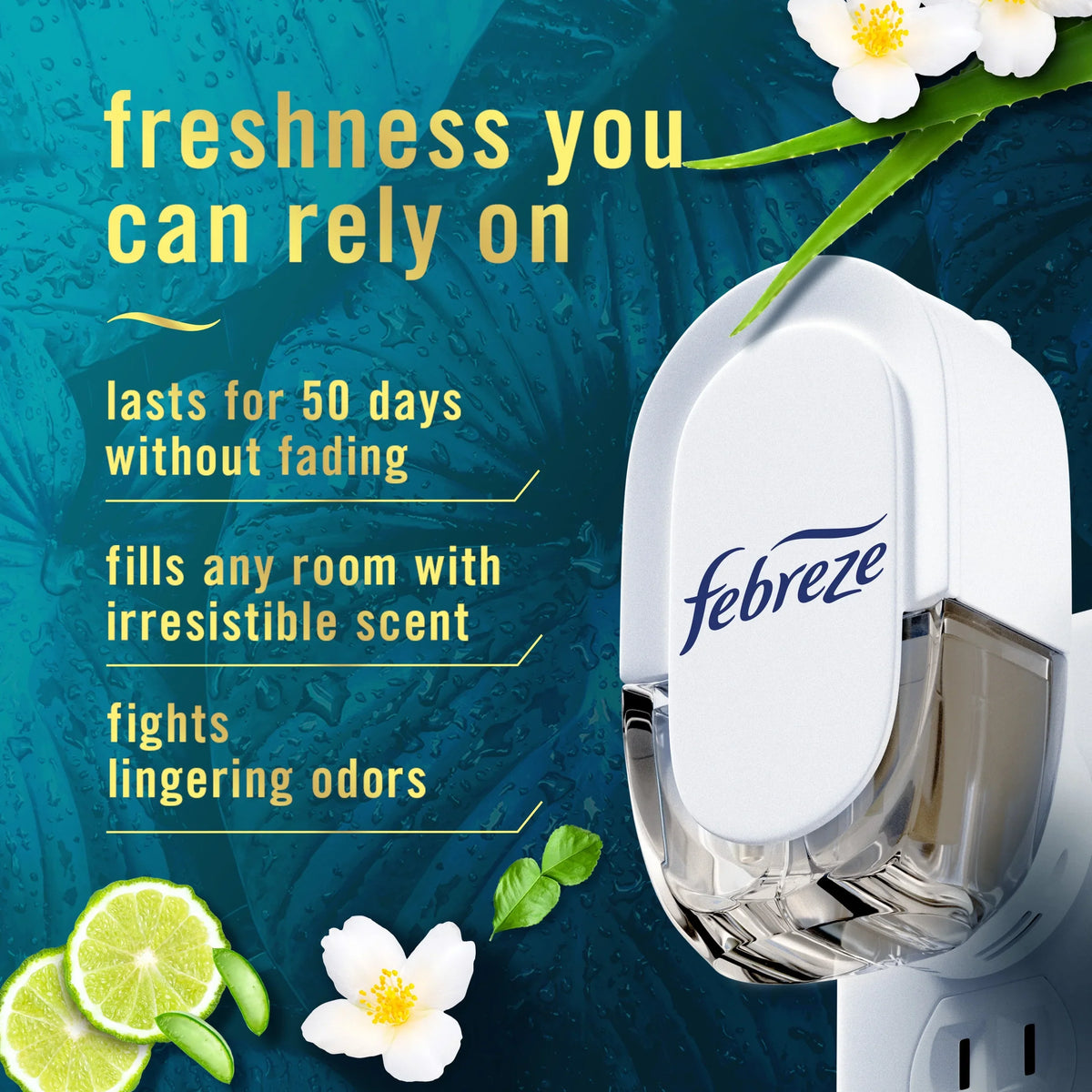 Febreze Plug In Air Freshener, Odor-Fighting Scented Oil Refill, Rainforest, 2 Refills