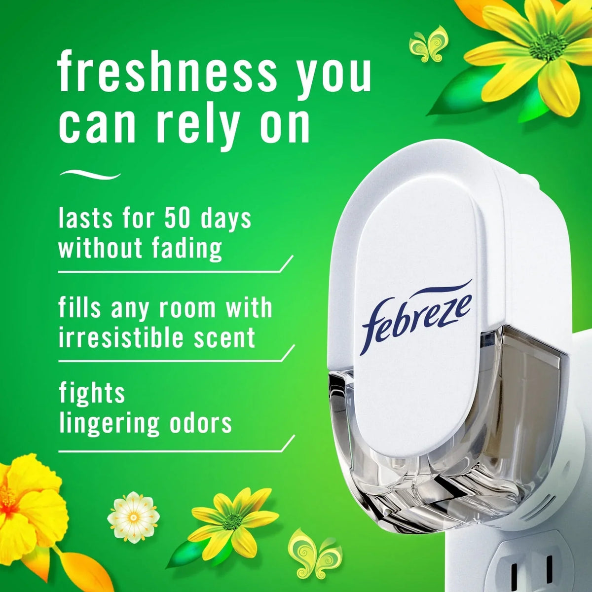 Febreze Plug In Air Freshener, Odor-Fighting Scented Oil Refill, Gain, (2 Pack of 4 Refills)