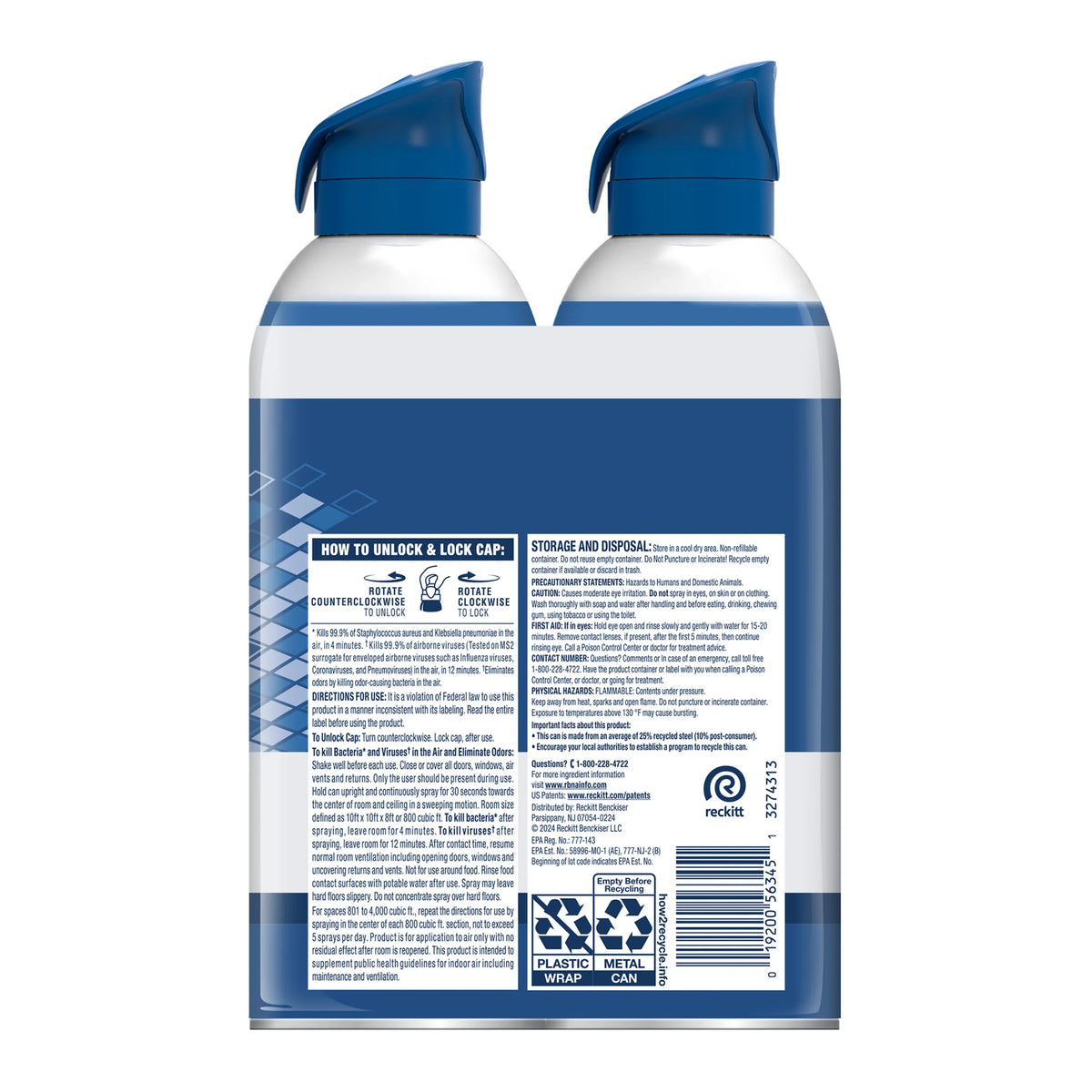 Lysol Air Sanitizer Spray - White Linen Scent, 10 oz (pack of 2)