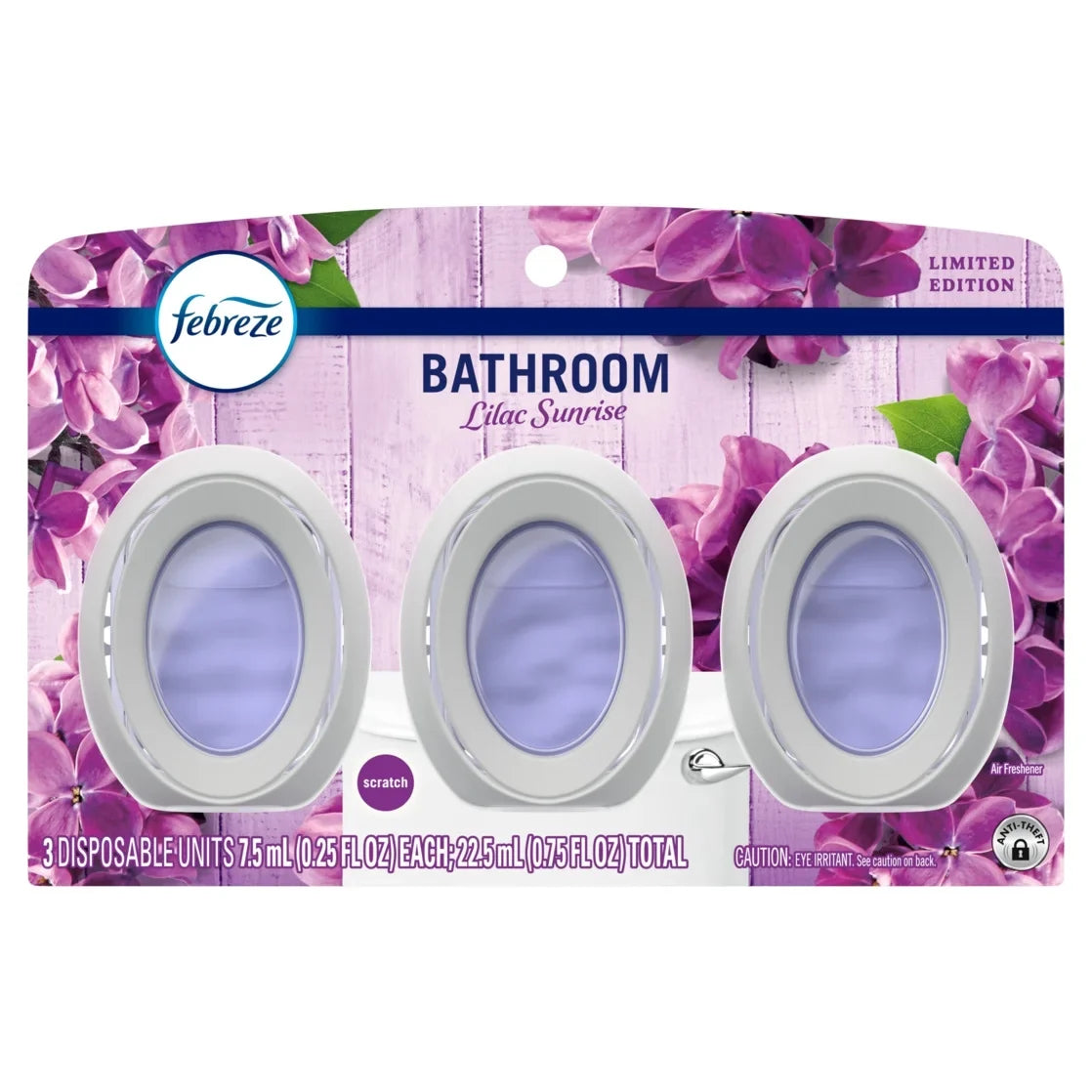Febreze Bathroom Air Freshener, Odor-Fighting, Lilac, 3 Count