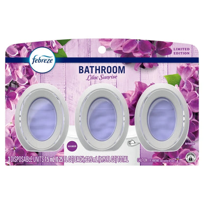 Febreze Bathroom Air Freshener, Odor-Fighting, Lilac, 3 Count