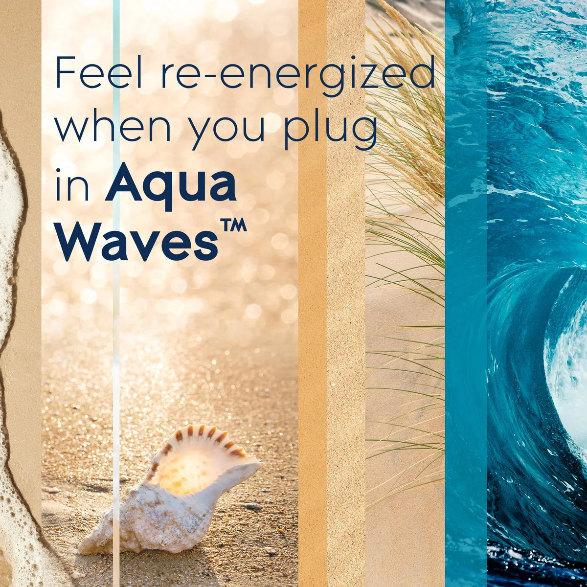 Glade PlugIns Scented Oil 5 Refills, Air Freshener, Aqua Waves, Essential Oil Infused Wall Plug In, 3.35 FL oz, Pack of 5