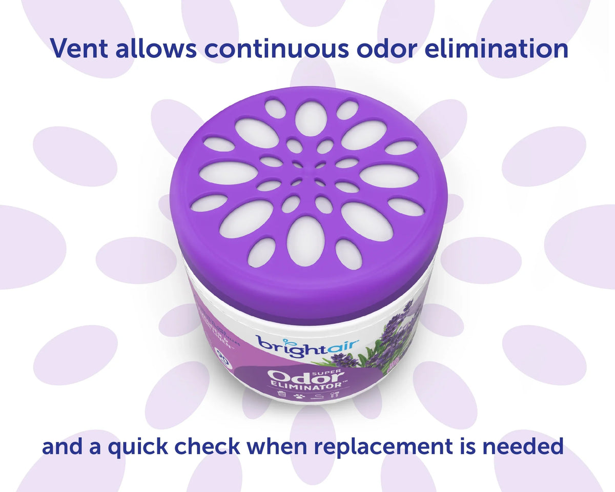 Bright Air Super Odor Eliminator Air Freshener, Lavender & Fresh Linen, 14oz, Case of 6