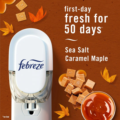 Febreze Plug Refill Odor-Fighting Air Freshener Sea Salt Caramel & Maple Scent, 3 Ct 0.87 fl oz Each