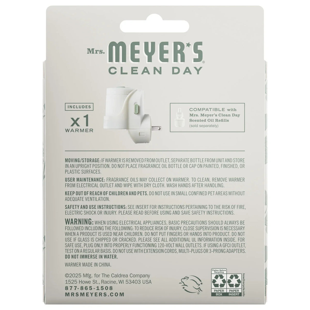Mrs. Meyer's Clean Day Premium Scented Oil Plug-In, Diffuser & Air Freshener