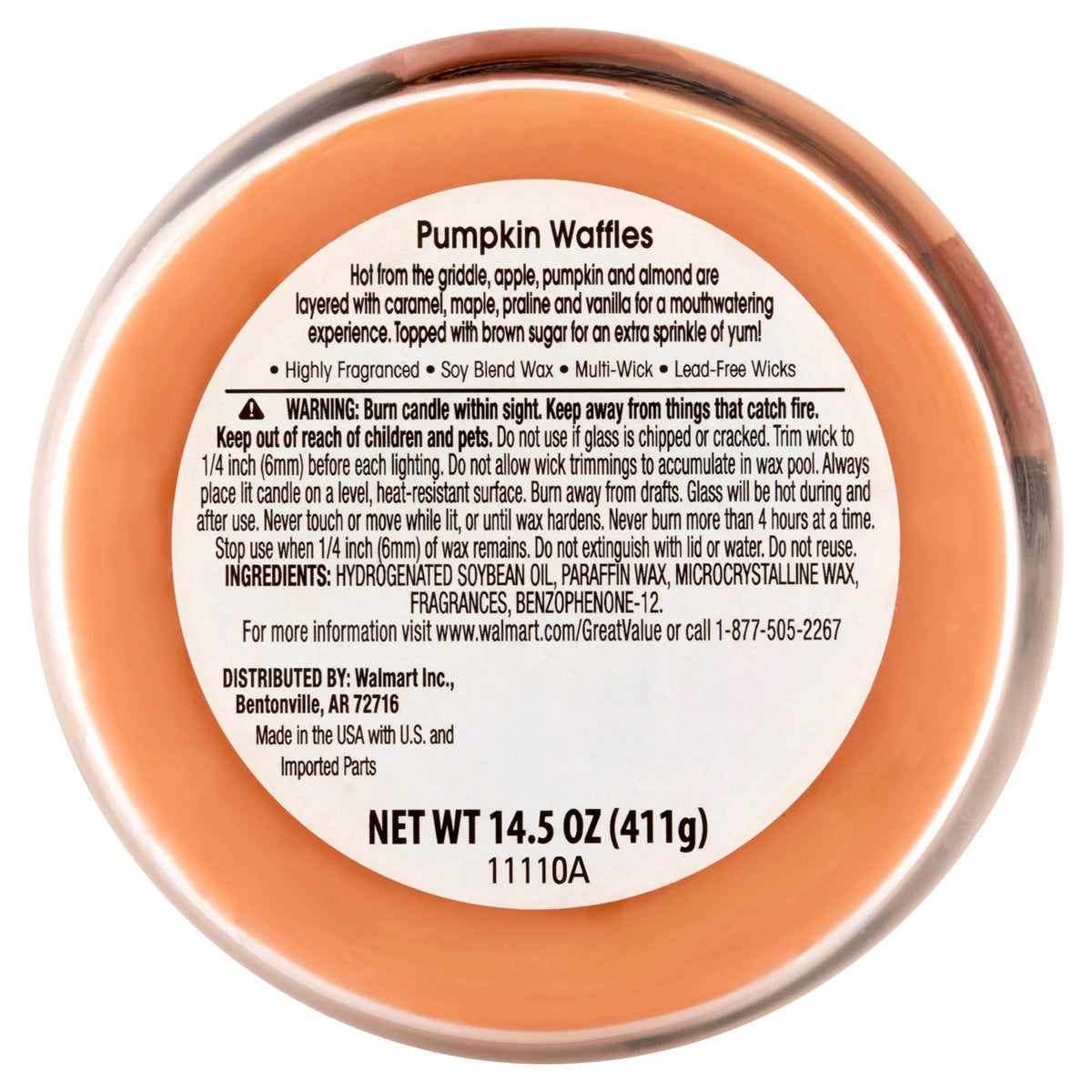 (2 pack) Great Value Limited Edition Pumpkin Waffles Scented Candle, 14.5 oz
