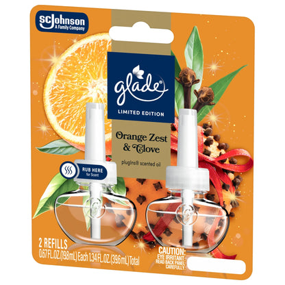 Glade® PlugIns® Refills Air Freshener, Christmas Stocking Stuffer Orange Zest & Clove, 1.34oz., 2 Count