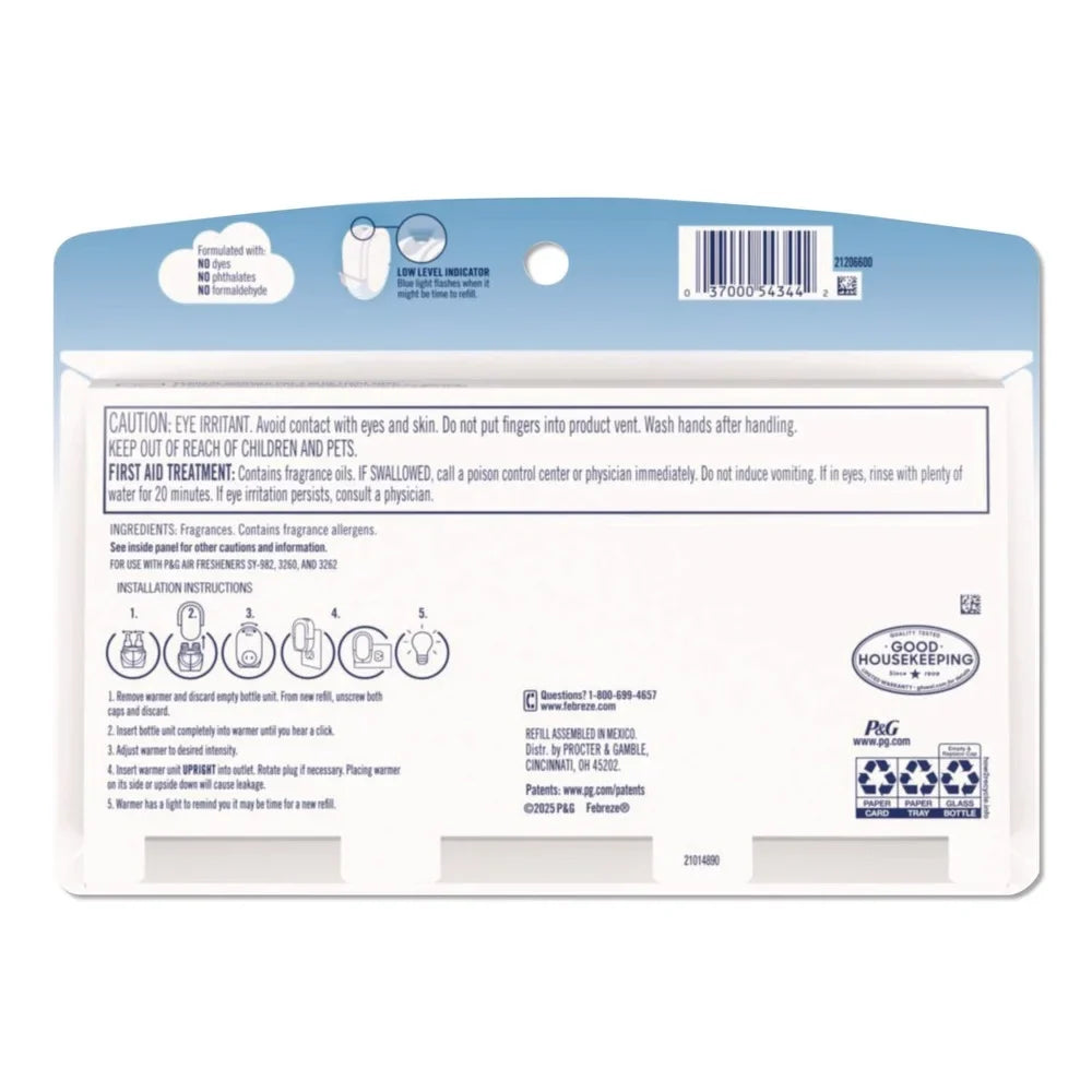 Febreze 80781115 2.63 oz. PLUG Air Freshener Refills - Linen and Sky (6 Packs/Carton)