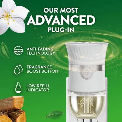 Air Wick Plug-in Scented Oil Air Freshener Warmer Refills, Warm Woods and Jasmine, 4 Count