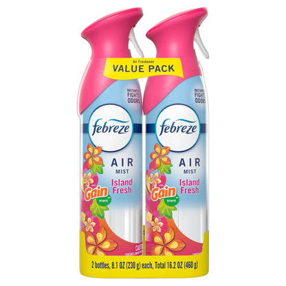 Febreze Air Mist Air Freshener Spray, Gain Island Fresh, 8.1oz, 2 Count