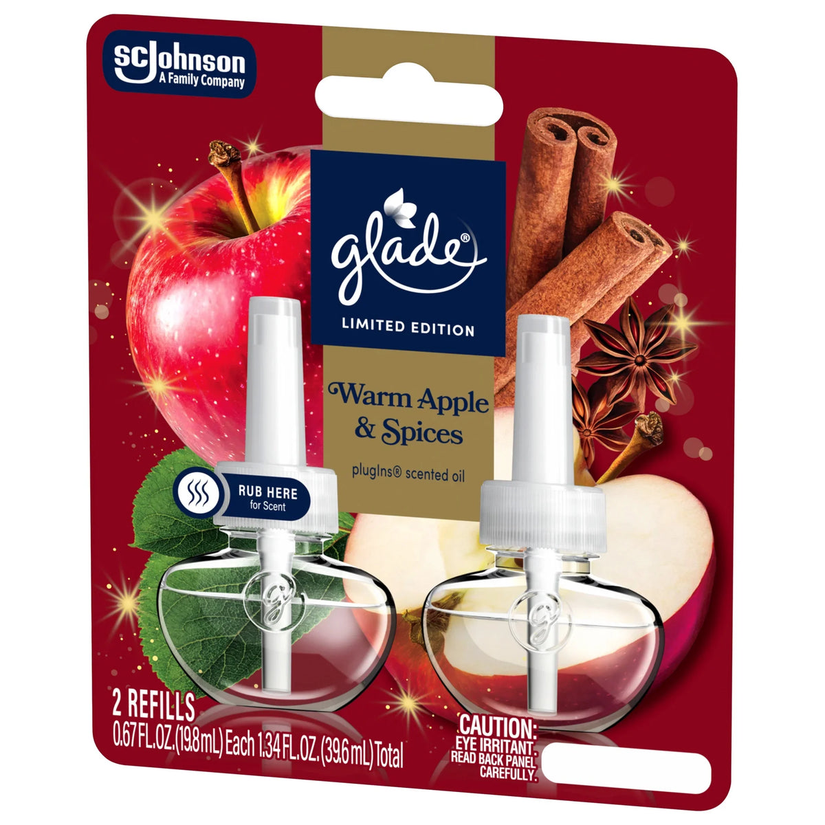 Glade® PlugIns® Refills Air Freshener, Warm Apple & Spices, 1.34oz., 2 Count
