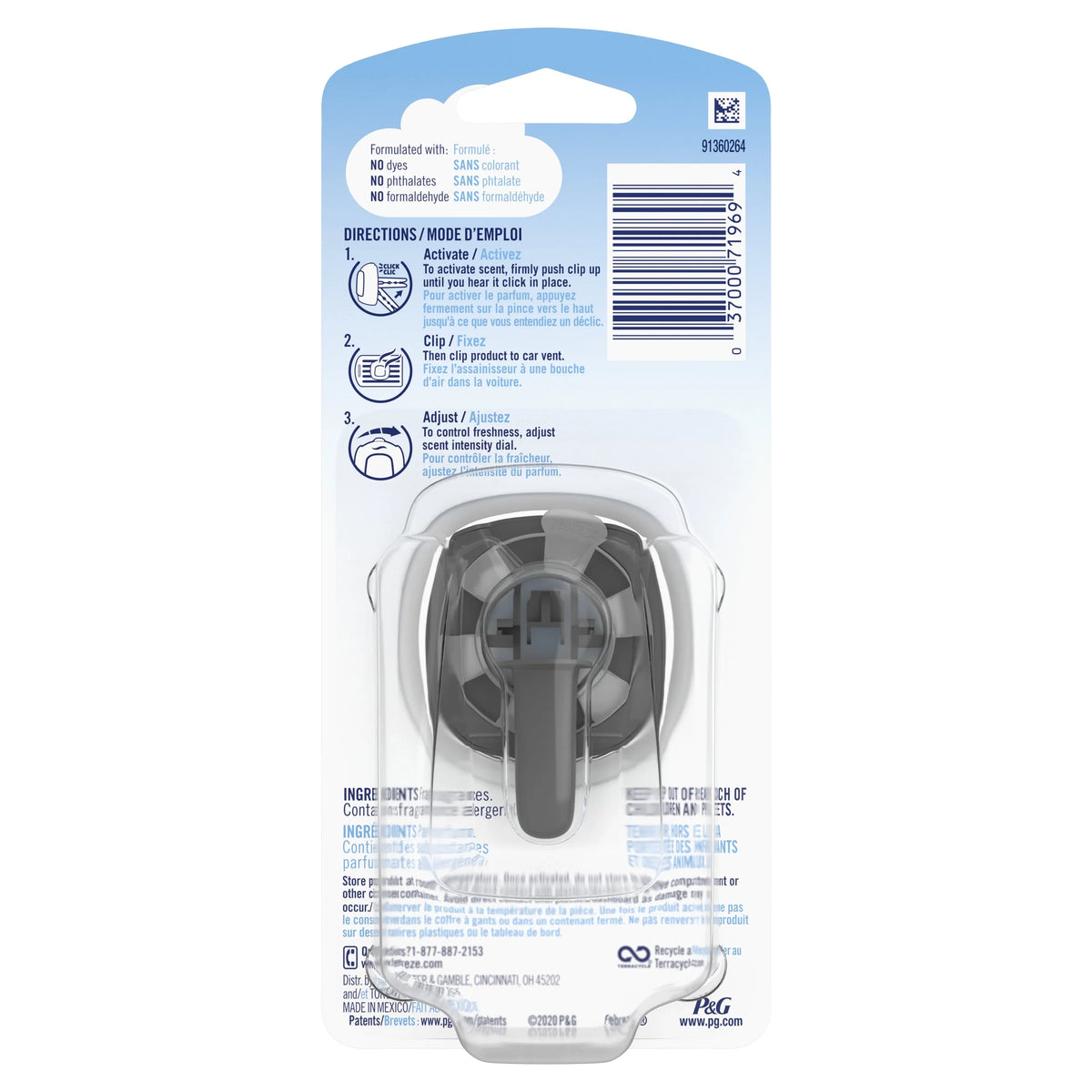 Febreze Auto Odor-Eliminating Car Freshener Vent Clip, Laundry Fresh, 06 oz