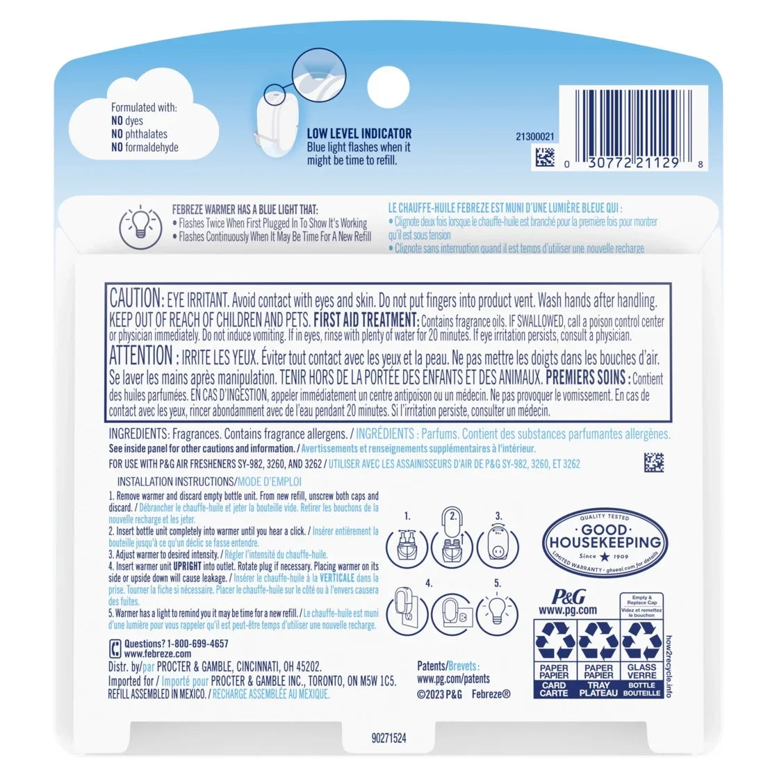 Febreze Plug In Air Freshener, Odor-Fighting Scented Oil Refill, Tranquil Cyprus Coves Scent, 2 Refills