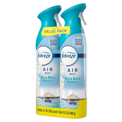 Febreze Air Mist Air Freshener Spray, Bora Bora Waters, 8.1oz, 2ct