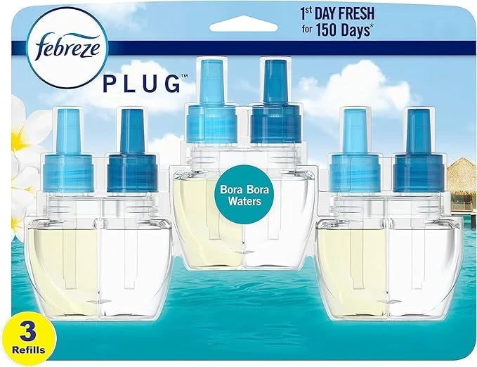 2X - Febreze Odor-Fighting Fade Defy Plug Air Freshener Refill - Bora Bora - 0.87 fl oz/3pk