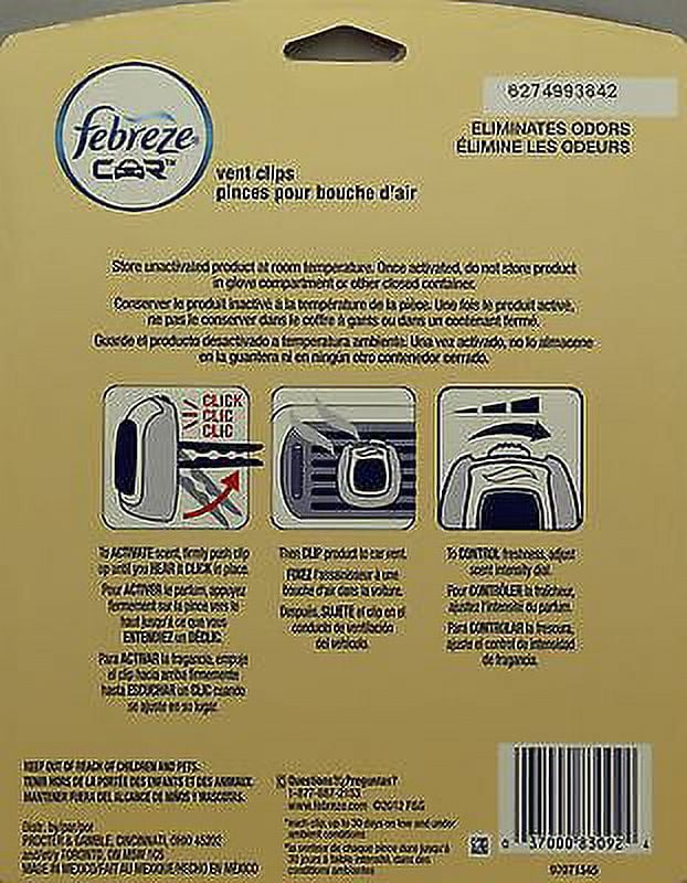 Febreze Car Vent Clips Air Freshener, Hawaiian Aloha, .06 Oz, 3 Ct
