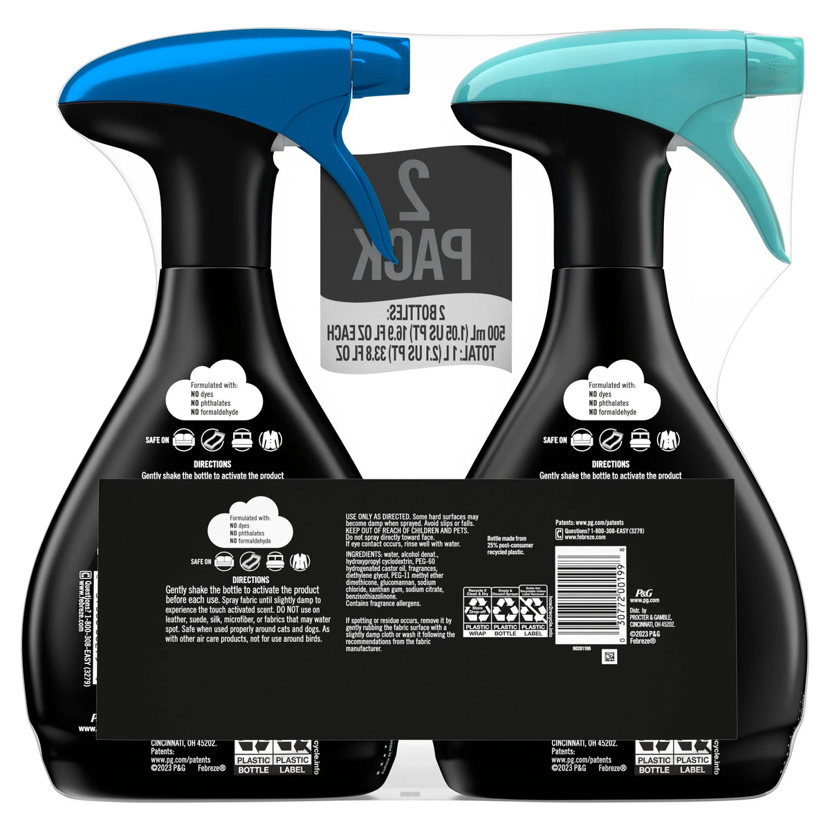 Febreze Unstopables Touch Fabric Spray, Fresh & Breeze, 16.9 oz, Pack of 2