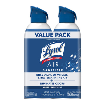Lysol Air Sanitizer Spray - White Linen Scent, 10 oz (pack of 2)