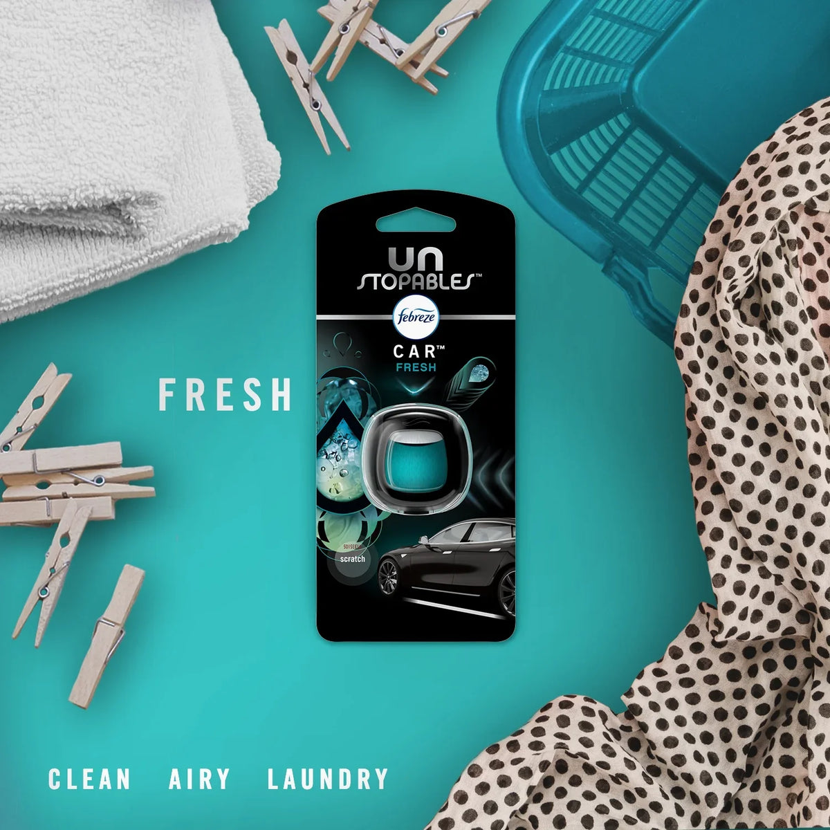 Febreze Unstopables Car Odor-Fighting Car Freshener Vent Clip Fresh, .07 fl oz. Car Vent Clip