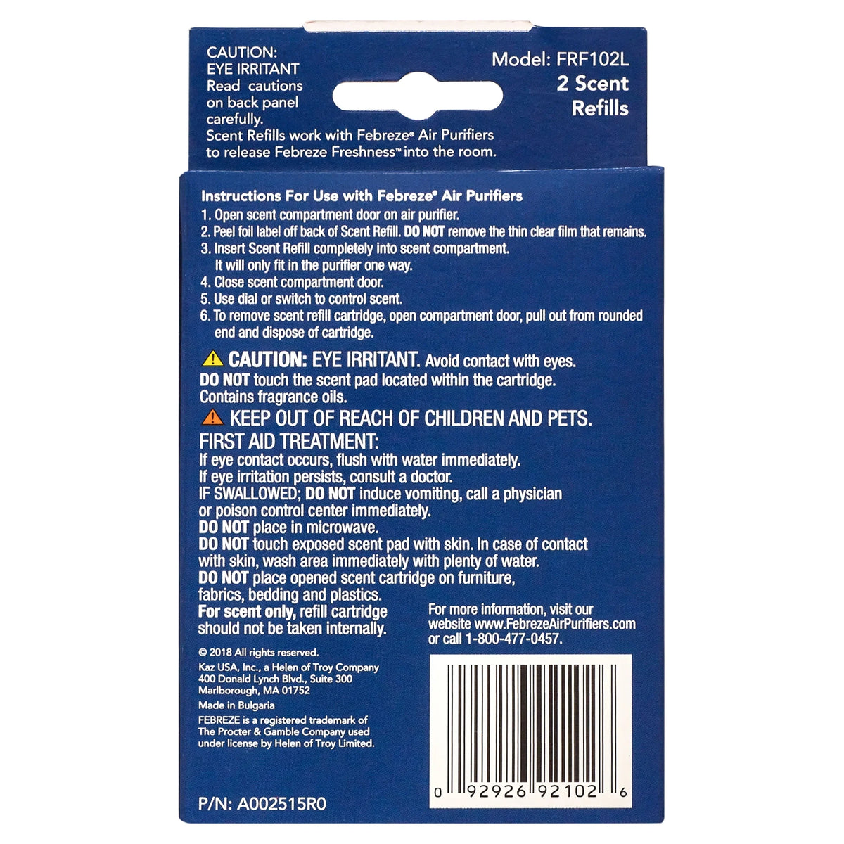 Febreze Air Purifier Linen Refill Scent Cartridge, 2 Pack, FRF102L