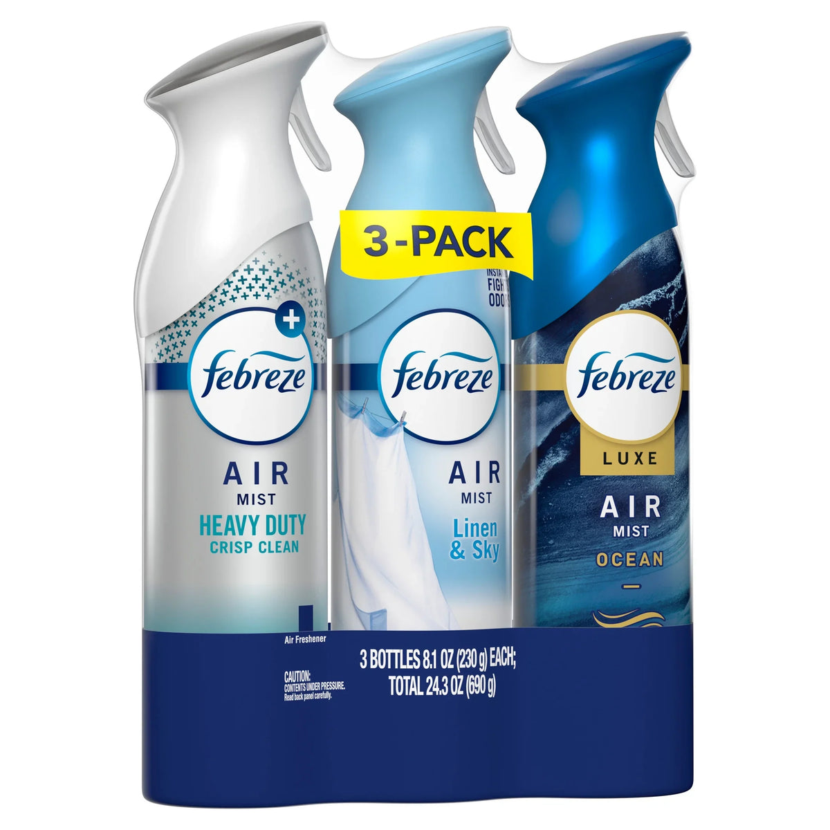 Febreze Air Mist Spray, Heavy Duty, Ocean, Linen & Sky, 8.1oz, 3 Count