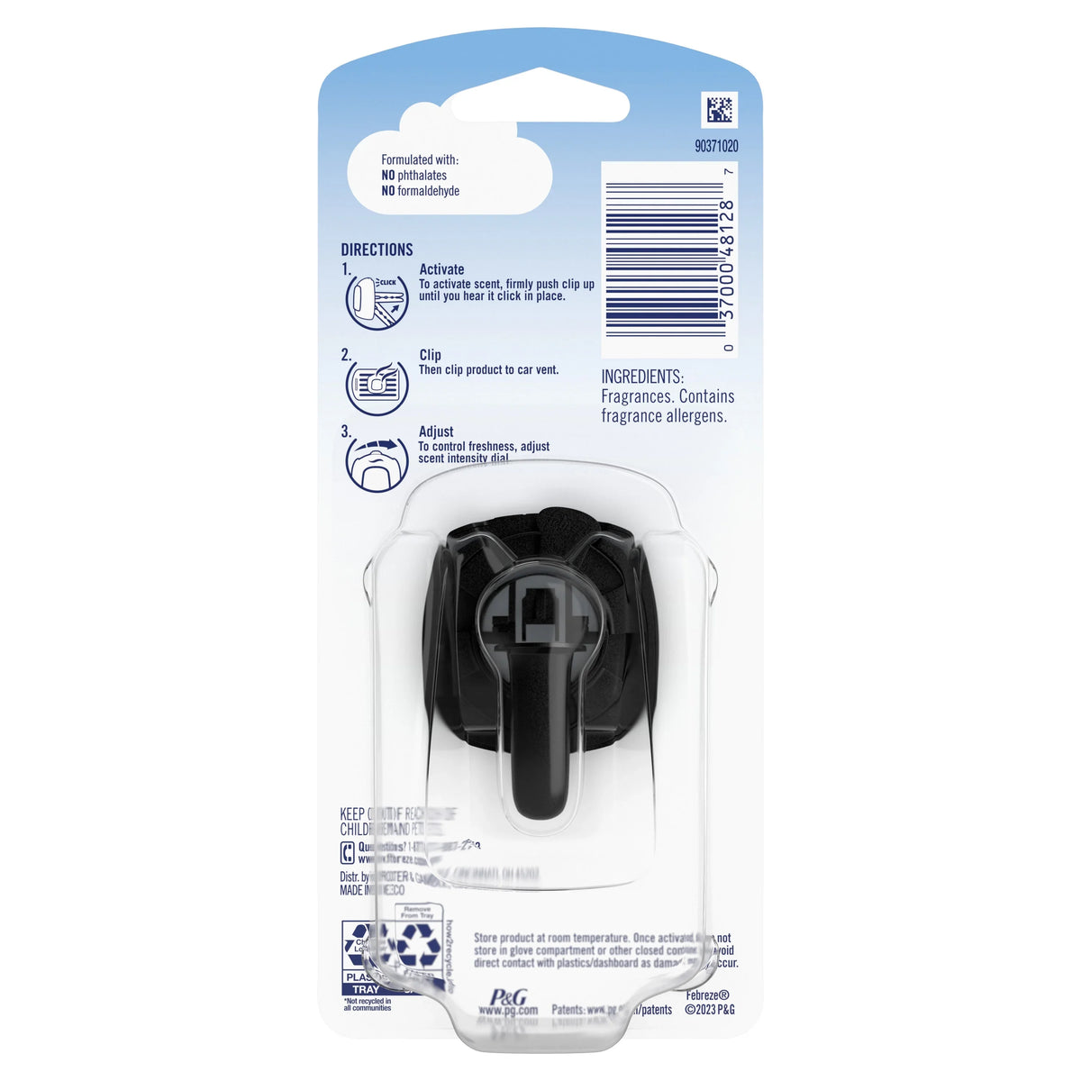 Febreze Car Odor-Fighting Air Freshener Vent Clip, Ocean, 0.07 oz, 1 Count